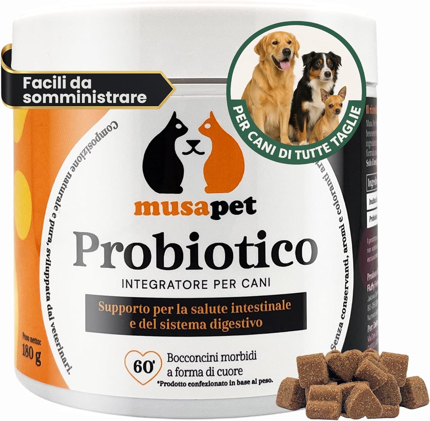 Snack Probiotici Naturali per Cani - Formula con Bacillus velezensis e Inulina - Supporto Intestinale e Sistema Immunitario